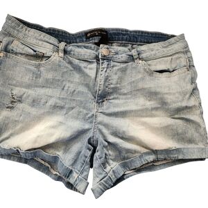Fashion to Figure Blue Jean Shorts Distressed Raw Hem